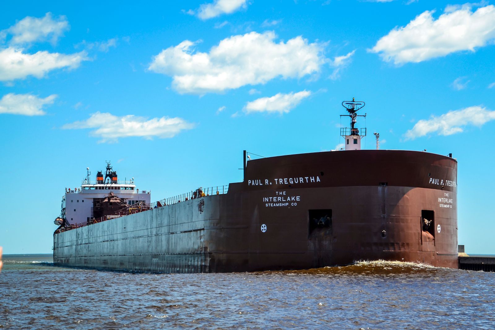 The freighter Paul R. Tregurtha sailing on Lake Superior near Duluth on a summer day